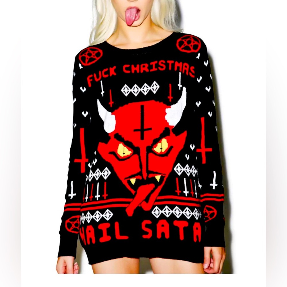 Rat Baby ‘Fuck Christmas Hail Satan’ Xmas Jumper (rare UK import, discontinued)